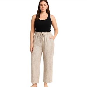 Rewash Animal Print Linen Blend Pants. Size L.
